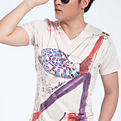 Uomo V Neck Fashion Slim Stampa manica corta T-shirt