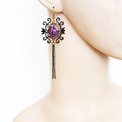 Handmade Fairy Tale Purple Rose PU Leather Gothic Lolita  Earrings