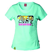 Women's Fashionable Letter Pattern Round Collar T-shirts(Blue)