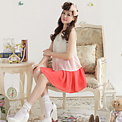 Women's Chiffon Contrast Color Dress