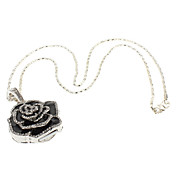 32GB Black Rose Shaped 8GB USB 2.0 USB Flash Drive U Disk Pen Stick with Neck Chain (Black&Silver)