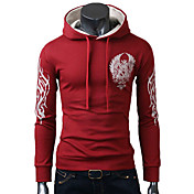 Man's Cotton Contrast Color Printing Hoodie with Cap(Assorted Colors)