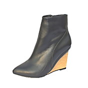 Leather Wedge Heel Ankle Boot With Zipper Party / Evening Shoes