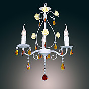Lustre Vintage 120W avec 3 lumières et bougies décorées dans des tons E14/E12