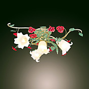 160W Nature Inspired Flush Mount With 4 Lights and Floral Petal Shades E14/E12