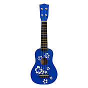 Flower Pattern Plywood Ukulele Soprano de Kid (azul)