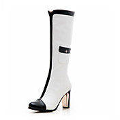 Stylish Leatherette Chunky Heel Mid-Calf Boots With Split Joint Party / Evening Shoes