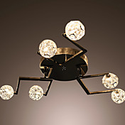 60W Artistic Modern Flush Mount with 6 Lights and 6 Spring Globe Shades in Abstract Style