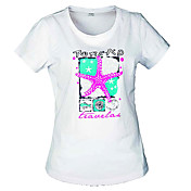 Women's Fashionable Scrawl Round Collar T-shirts(White)