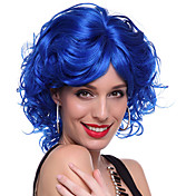 Capless Curta Alta Qualidade Sintética Royalblue Curly Perucas