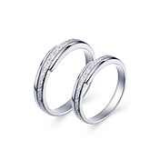 Elegant Platinum Plated Crystal Couples' Rings