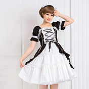 Short Sleeve Knee-length Black White Gothic Lolita Dress