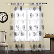 (To paneler) Land Runde Blomster Polyester Cotton Blend tynne gardiner