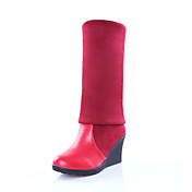 Fabuloso couro Wedge Heel joelho botas altas partido / sapatas da noite (mais cores)