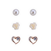 Fashion Pearl and Heart øredobber Set (3 par per Set)