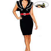 Figure Flattering Black Polyester Dress Naval Uniform (3 Pieces)