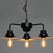 180W Classic Chandelier with 3 Lights Lid Shade in Loft Style