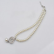 Pretty Imitation Pearl with Crystal Necklace