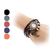 Women's Fashional Leather Analog Quartz Bracelet Watch (Assorted Colors)