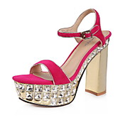 Fashion Leather Chunky Heel Sandals With Rhinestone Party/Evening Shoes(More Colors)