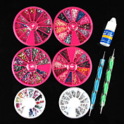 9PCS Rhinestones del arte del clavo que puntea Suit