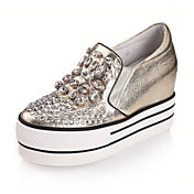 Stylish Leather Platform Heel Height Increasing Shoes With Rhinestone(More Colors)