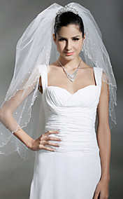 2 Layer Fingertip With Beading Wedding Veil