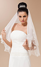 one-tier tule met applique vingertop lengte sluier (meer kleuren)
