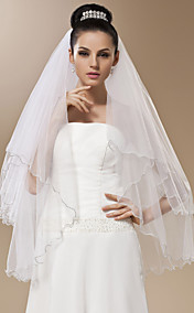 One-tier Tulle With Bead Fingertip Wedding Veil (More Colors)