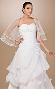 One-tier Tulle Ribbon Edge Elbow Wedding Veil
