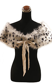 Elegant Faux Fur With Ribbons / Animal Print Party / Evening Shawl / Wrap