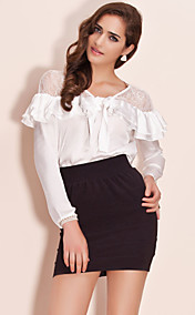 ts v hals blonder ruffle blouse