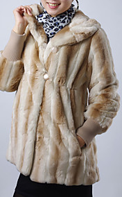 Fashion Long Sleeve Hooded Collar Evening/ Career Imitation Mink Fur Coat (More Colors)