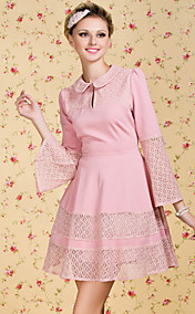 ts vintage flare ærme blonde kjole