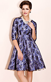 ts vintage stil jacquard swing kjole med blondekant