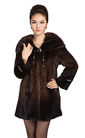 Gorgeous Long Sleeve Mink Fur Turndown Collar Evening/Casual Mink Fur Coat