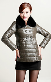 Fashion Long Sleeve Fox Fur Collar Casual/Evening Lambskin Leather Jacket(More Colors)