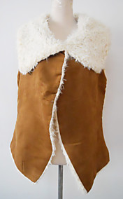 Mangas abertura Vest Fur Collar Casual Faux