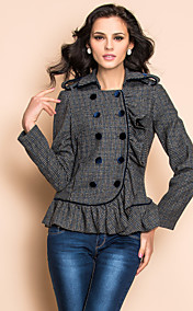 TS Houndstooth Ruffle Front Tweed Jacket