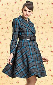 TS VINTAGE Check Pattern Lapel Swing Tweed Belt Coat