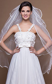 Four-tier Fingertip Wedding Veils With Finished/Ribbon Edge (More Colors)