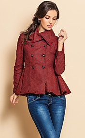 TS Double Breast Herringbone Ruffle Tweed Coat