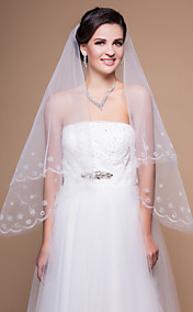 One-tier Fingertip Wedding Veil With Cut Edge