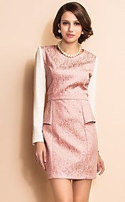 ts contraste de color brillante jacquard vestido tubo delgado