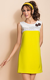 TS Simplicity Contrast Color Bow Decor Vest Dress