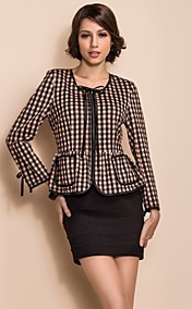 TS Check Pattern Binding Ruffle Blazer