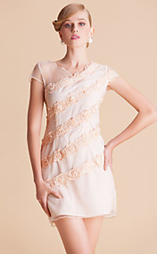 TS Layered pizzo volant abito Slim