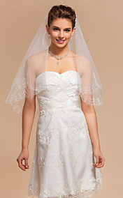 Simple One-tier Elbow Wedding Veils With Pencil Edge