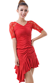 Dancewear Viscose mit Spitze Sleeve Latin Dance Dress For Ladies Mehr Farben