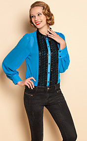 Encaje TS Decor Hem Camisa Blusa de gasa